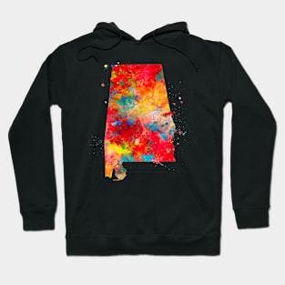 Alabama State Watercolor Map Painting - Red Hoodie